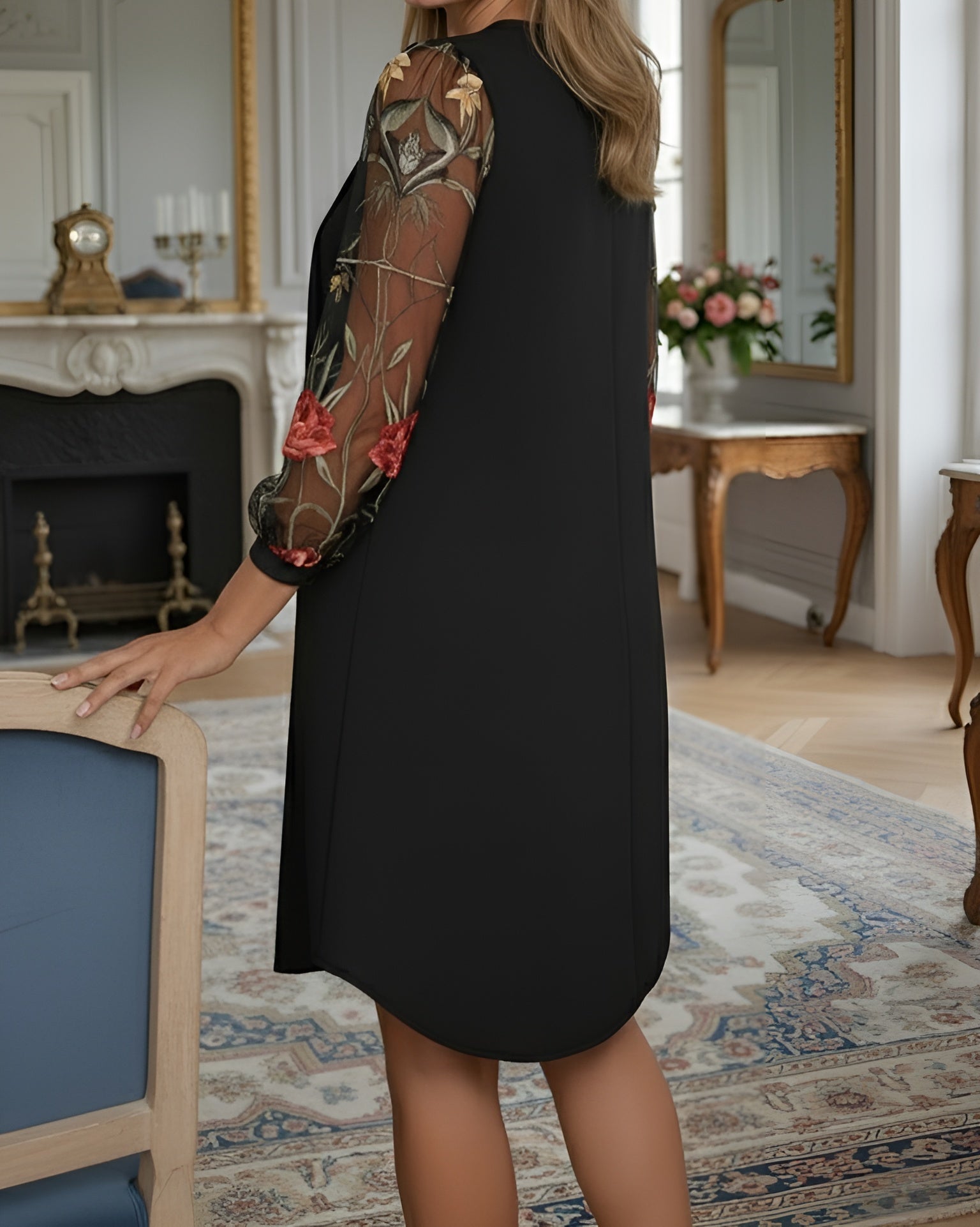 Isabella™ | Vestido largo elegante para mujer con mangas bordadas