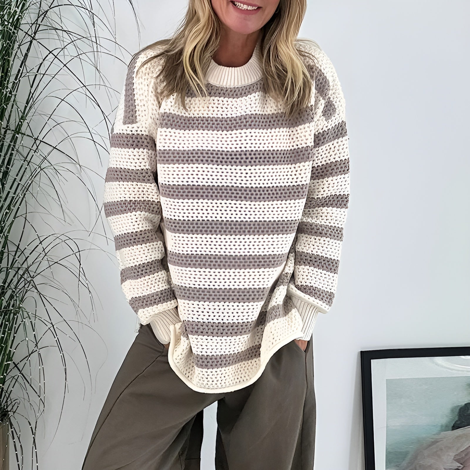 Marencia™ | Suéter de Punto Suave con Rayas Elegantes